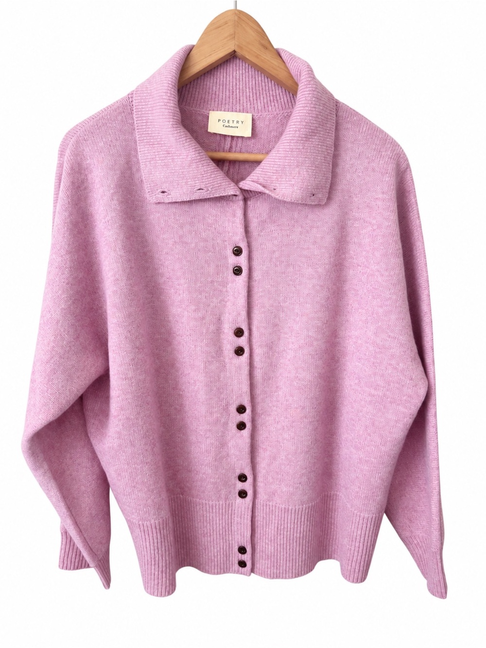 Poetry NWT Pure Cashmere Funnel Neck Cardigan Pale Raspberry US 14